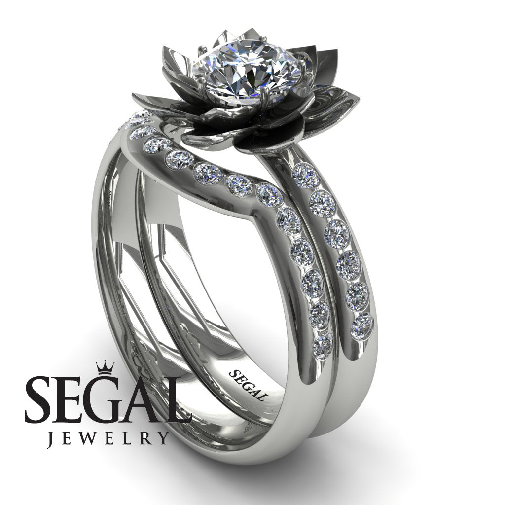 Lotus Flower Bridal Set Diamond ring - Lotus no. 3